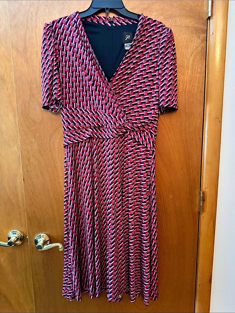 JH Geometric Midi Dress in Pink & Black Size 12P
